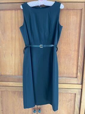 Talbots Black Sleeveless Sheath Dress with Slim Belt
